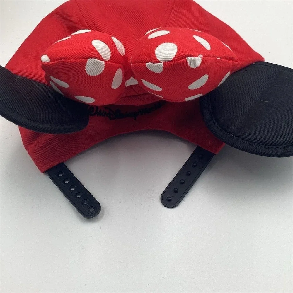 Disney Parks Minnie Mouse Polka‎ Dot Baseball Hat Cap Ears Youth Size